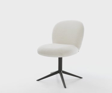 DELIFE Draaistoel Nube-Flex bouclé zacht beige kruispoot zwart 360° draaibaar rocker-functie pocketveer kern