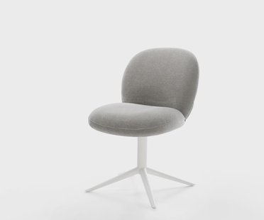 DELIFE Draaistoel Nube-Flex zachte stof met structuur grijs kruispoot wit 360° draaibaar rocker-functie pocketveer kern