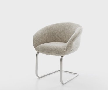 DELIFE Sledemodel Vinka-Flex met armleuning geweven stof beige sledemodel vlak roestvrij staal pocketveer kern