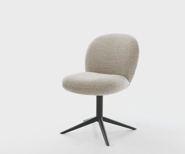 DELIFE Draaistoel Nube-Flex geweven stof beige kruispoot zwart 360° draaibaar rocker-functie pocketveer kern