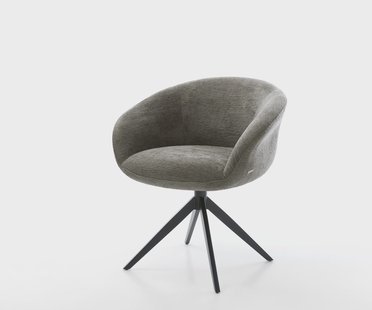 DELIFE Draaistoel Vinka-Flex met armleuning bouclé zacht mud kruisframe breed zwart 360° draaibaar rocker-functie pocketveer kern