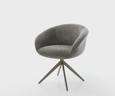 DELIFE Draaistoel Vinka-Flex met armleuning bouclé zacht mud kruisframe breed afwerking met titanium 360° draaibaar rocker-functie pocketveer kern