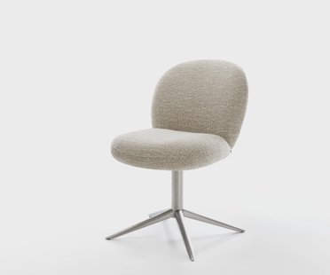 DELIFE Draaistoel Nube-Flex geweven stof beige kruispoot roestvrij staal 360° draaibaar rocker-functie pocketveer kern