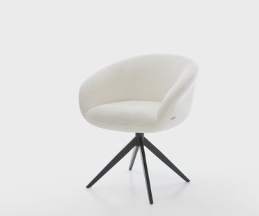 DELIFE Draaistoel Vinka-Flex met armleuning bouclé zacht beige kruisframe breed zwart 360° draaibaar rocker-functie pocketveer kern