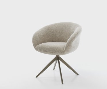 DELIFE Draaistoel Vinka-Flex met armleuning geweven stof beige kruisframe breed afwerking met titanium 360° draaibaar rocker-functie pocketveer kern