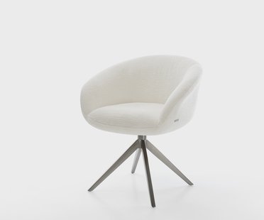 DELIFE Draaistoel Vinka-Flex met armleuning bouclé zacht beige kruisframe breed grafiet 360° draaibaar rocker-functie pocketveer kern