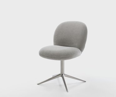 DELIFE Draaistoel Nube-Flex zachte stof met structuur grijs kruispoot roestvrij staal 360° draaibaar rocker-functie pocketveer kern