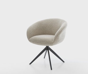 DELIFE Draaistoel Vinka-Flex met armleuning geweven stof beige kruisframe breed zwart 360° draaibaar rocker-functie pocketveer kern