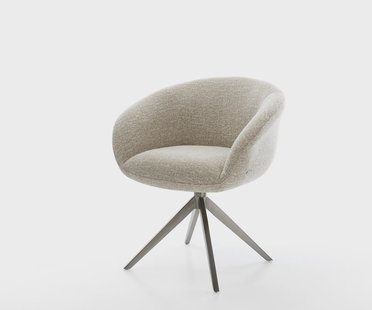 DELIFE Draaistoel Vinka-Flex met armleuning geweven stof beige kruisframe breed grafiet 360° draaibaar rocker-functie pocketveer kern