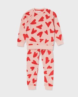 HEMA Kinderpyjama fleece hartjes roze (roze)
