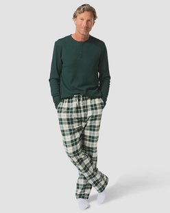 HEMA Herenpyjama wafel flanel groen (groen)