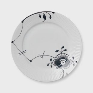 Royal Copenhagen Black Fluted mega bord 6 - zwart Ø 22 cm.