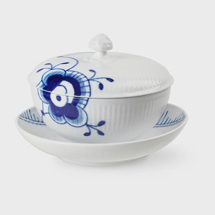 Royal Copenhagen Blue Fluted Mega schaal met deksel en schotel 38 cl