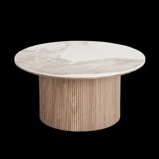 Ronda houten salontafel met keramiek blad bruin - Ø 80 x 40 cm