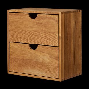 Abigail vierkante eikenhouten wandkast met twee lades- 30 x 30 cm