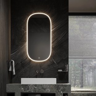 Spiegel Martens & Meijer Tampa Ovaal 45x105 cm met Directe & Indirecte Verlichting Rondom, Incl. Spiegelverwarming & Dimbare Touch