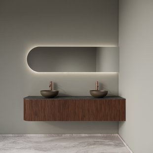 Badkamermeubelset Gliss Design Alluro 180 cm Rechts Walnut