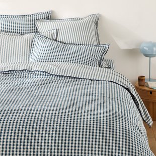 Dekbedovertrek katoen seersucker, Cottage blauw