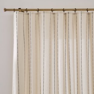 Gestreept katoenen gordijn met ringen, Ombra