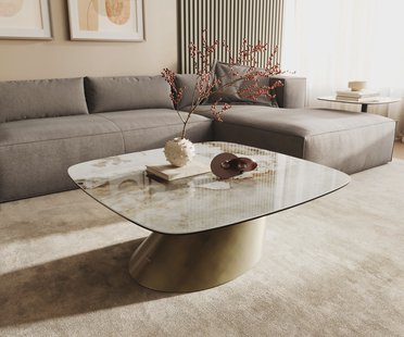 DELIFE Salontafel Edge Boot 90x90 cm keramiek Minas Melange Conis metallic goud