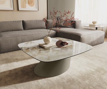 DELIFE Salontafel Edge Boot 90x90 cm keramiek Minas Melange Conis Metall effectafwerking titaan