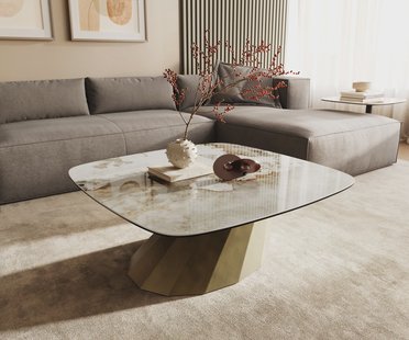 DELIFE Salontafel Edge Boot 90x90 cm keramiek Minas Melange Parabi metallic goud