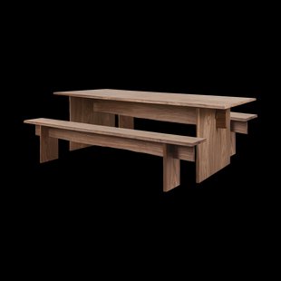 Hem Bookmatch eettafel met banken 220 cm Walnoot