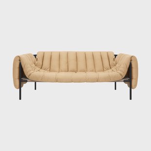 Hem Puffy 2,5-zits bank 205 cm Sand leather-black grey