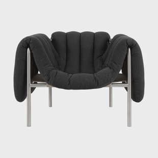Hem Puffy loungefauteuil Anthracite-roestvrij staal