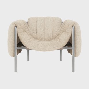 Hem Puffy loungefauteuil Eggshell-roestvrij staal