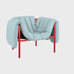 Hem Puffy loungefauteuil Light blue leather-traffic red