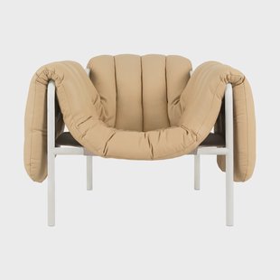 Hem Puffy loungefauteuil Sand leather-cream