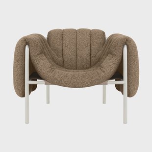 Hem Puffy loungefauteuil Sawdust-cream