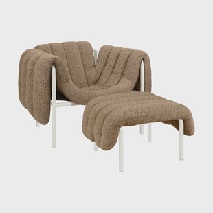 Hem Puffy loungefauteuil + ottoman Sawdust-cream