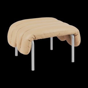 Hem Puffy ottoman 58x67 cm Sand leather-roestvrij staal
