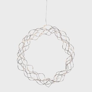 Star Trading Curly krans met LED-licht 30 cm chroom