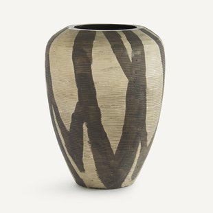 Beschilderde glazen vaas met matte strepen, H20,5 cm, Hedi