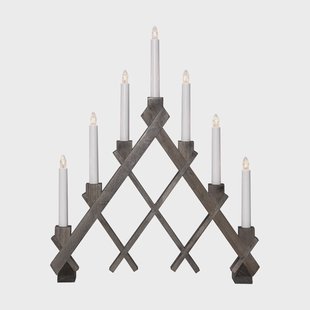 Star Trading Rut 7-armige houten kandelaar 43 cm Bruin