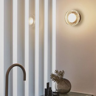 MARSET LED buiten wandlamp Roc, Ø 14 cm, zwart/doorschijnend