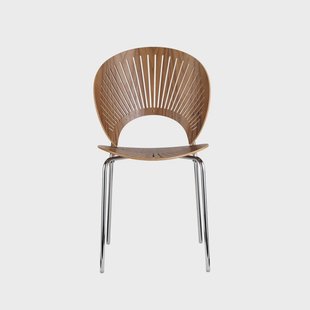 Fredericia Furniture Trinidad 3398 stoel Gelakt walnoot-been chroom