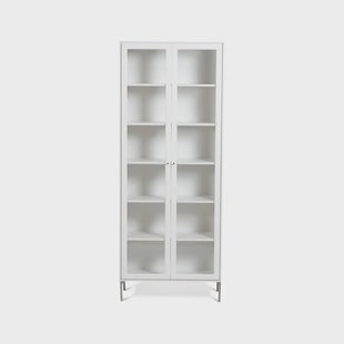 Mavis Volt vitrinekast 190 cm witlak Details in roestvrij staal