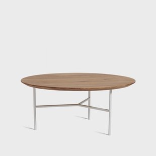 Mavis Tribeca salontafel eik olie rustiek, witte poten, ø80