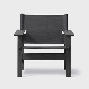 Fredericia Furniture The Canvas Chair fauteuil Canvas zwart-zwartgelakte eik