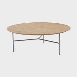 Mavis Tribeca salontafel Gelakt eiken, satijnchroom, ø110