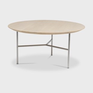 Mavis Tribeca salontafel eik gewassen rustiek, satijnchroom poten, ø80