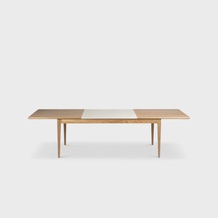 Mavis Höllviken eettafel eik witgepigmenteerde matte lak, 2 inzetstukken, beige mdf à 50 cm