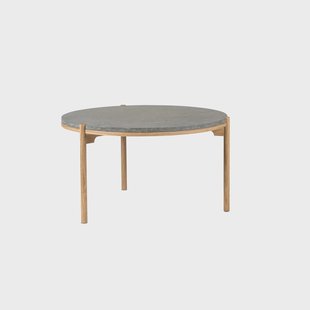 Mavis Dondo salontafel witgepigmenteerd eik Ø80 cm Geslepen kalksteen