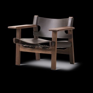 Fredericia Furniture De Spaanse stoel fauteuil Leer donkerbruin-geoliede notenhout