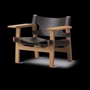 Fredericia Furniture De Spaanse stoel fauteuil Leer donkerbruin-oliegevend eik