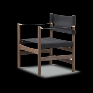 Fredericia Furniture Canvas 21 armstoel Zwart canvas-geoliede eik